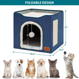 sthira Cat Beds for Large Cats, Cat House Cat Cave for Pet Cat House with Fluffy Cat House image 2