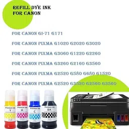 Gedi GI71 Refill Ink for Canon G1020 G1737 G2020 G2021 G2060 G3770 G4770 Printer Black + Tri Color Combo Pack Ink Bottle image 2