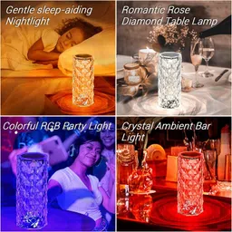 dekiyanz Crystal Rose Diamond Lamp for Bedroom - Transparent Lamp for Bedroom, 16 Color Night Lamp image 3