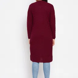clapton Men Self Design Round Neck Maroon Sweater image 3