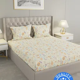 Cotton King Flat 104 TC Floral Bedsheet-image-51