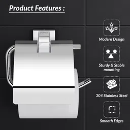 plantex Splash 304 Grade Stainless Steel Toilet Paper Roll Holder/Toilet Paper Holder in Bathroom/Kitchen/Bathroom Accessories (Chrome - Pack of 1) Stainless Steel Toilet Paper Holder image 5