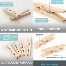 odin Wooden Bamboo Cloth Clips 3 Inch Durable Laundry Cloth Hangers Bamboo Cloth Clips image 5