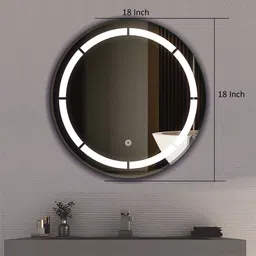 khushi decors 18 x 18 -Ring Cut Led Bathroom Mirror image 2