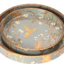 duli Set of 2 Round Decorative Serving Tray for Diwali & Festive Season Tray image 5