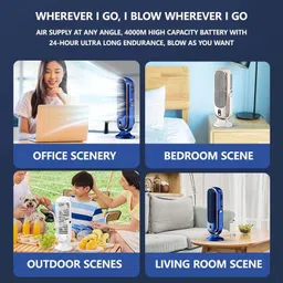 Mezin Tower Dual Fan with Rechargeable battery Portable mini USB Fans with high speed desktop USB Fan image 2