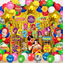 zyozi Rice Ceremony Decorations Combo-Banner,Balloons,Star Foil Balloons 54 PCS-picture-17
