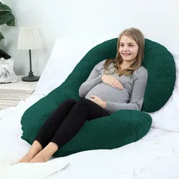 foodie puppies C Shape Maternity Sleeping Pillow for Pregnant Lady Full Body Support Polyester Fibre Nature Pregnancy Pillow Pack of 1 image 3