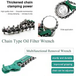 arudip 12 in HeavyDuty Adjustable Ratcheting Chain Oil Filter Wrench Reversible Chain Style Pipe Fitter for Easy Filter Removal MultiPurpose Tool Single Sided Speciality image 3