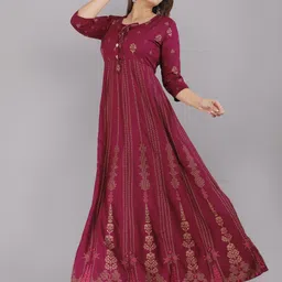 anneiv Floral Print Viscose Rayon Stitched Anarkali Gown image 3