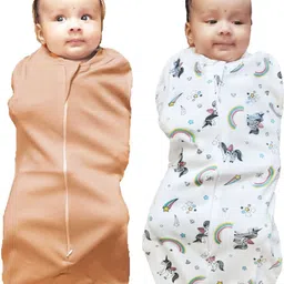 mammachamp POD/Swaddle/Sleeping Bag/Sack for NewbornBaby 0-3 months Pack of-2 Biscuit+White Sleeping Bag-picture-21