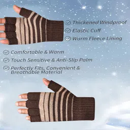 desoria Striped Winter Women Gloves image 4