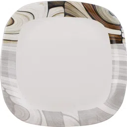 golden fish NEW2025_Unbreakable Square Full Dinner Plates (Set of 4, Brown Border) Dinner Plate-picture-11