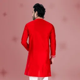 franscart Men Embroidered Art Silk Straight Kurta image 2