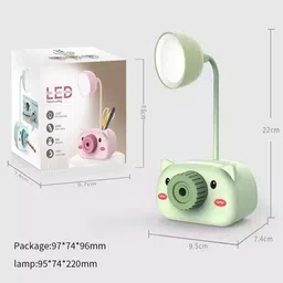 geekmonkey 4in1 Camera Shaped Rechargeable Table Lamp Night Lamp Night Lamp with Pencil Sharpener Pen Stand Mobile Stand for Girls Boys, Pack of 1 Study Lamp image 4