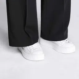 next one Women Straight Fit Black Lycra Blend Trousers image 4