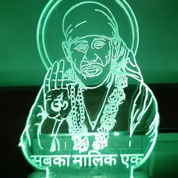 feelon SAI BABA Acrylic 3D Illusion RGB 7 Colour Changing LED Plug and Play Night Lamp image 1