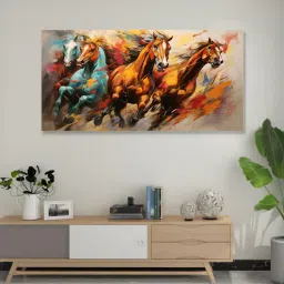 nestroots Canvas Framed Majestic Horses in Ethereal Flight Wall Painting(12X24 Inch)-picture-29