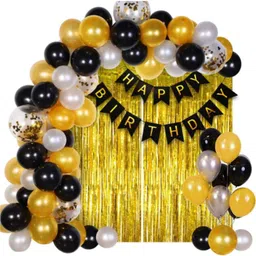local charm Birthday Decoration Pack/Kit with 1 Silver Curtain and 4 Confetti Balloons-picture-23