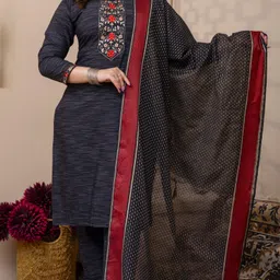 auzasho collection Women Cotton Blend Kurta Pyjama Dupatta Set image 3