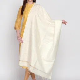 dupatta bazaar Cotton Silk Solid White Women Dupatta-picture-23