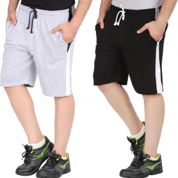 glampanda Pack of 2 Color Block Men Grey, Black Regular Shorts-picture-24