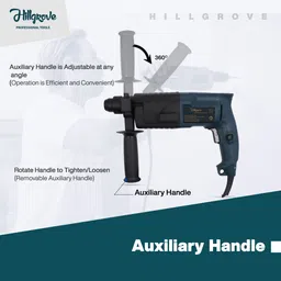 hillgrove 100% Copper Winding HGCM488M6 20mm Hammer Impact Drill Machine with 3 Bits for Making Holes in Metal/Wood/Concrete Hammer Drill (20 mm Chuck Size) Pistol Grip Drill image 4