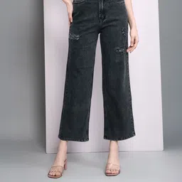 guti Women Flared High Rise Black Jeans-picture-27