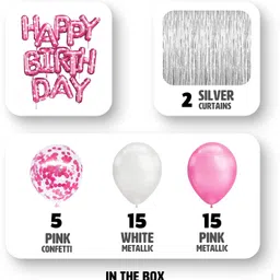 wisdom decor Pink 50PC Happy Birthday Decoration Combo kit set for Girl– Pink Letters image 2