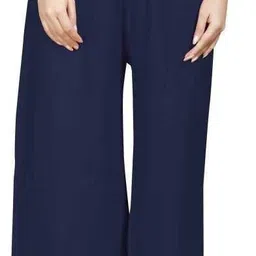houseofcommon Women Comfort Fit Dark Blue Viscose Rayon Trousers-picture-11