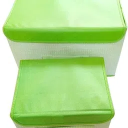 bharatcraftone Big and Small Foldable & Collapsible Non Woven Storage Bins,Combo of 2 Storage Box image 2