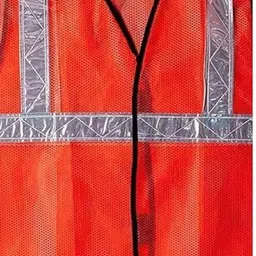 conclood india Orange Reflective Safety Jacket Mesh Type With radium reflector 2 Inch Safety Jacket image 2