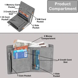storite Men Casual, Travel, Formal, Trendy Grey Artificial Leather RFID Wallet image 3