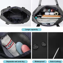 4tens 1 L Strolley Duffel Bag - Foldable Duffle Bag with Wheels and Handle for Travel,Carry on Rolling Luggage - Black - Regular Capacity image 3