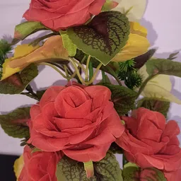 faston decore RoseGlow Decorative Floral Vase Multicolor Rose Artificial Flower with Pot image 2