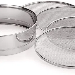 xtend Jigu 4iN1 Stainless Steel interchangeable Sieve for Wheat Rice Atta Maida Spice Collapsible Sieve image 1