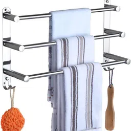 gloxy Stainless Steel Triple Step Towel Rod for Bathroom | Chrome Finish Towel Hanger Stainless Steel Toilet Paper Holder-picture-12