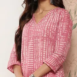 ambrosia retail Women Striped Cotton Blend Straight Kurta image 4