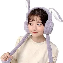 empoison Grey Winter Fluffy Earmuff | 3D Ear Fur Plush Ear Warmer (Ear Moving) Ear Muff-picture-24
