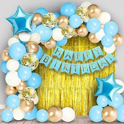 party midlinkerz Solid Printed Happy Birthday Decoration kit Combo - 64 Pcs for Birthday Decor Balloon-picture-16