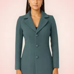 pepzo Women Solid Double Breasted Casual Blazer image 1