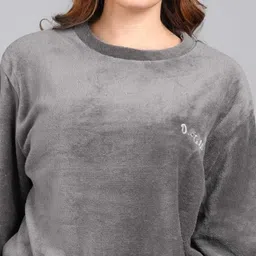 rouniyar Women Night Suit Set Grey Solid image 4