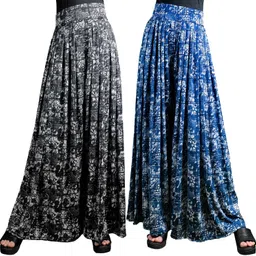 usman enterprises Pack of 2 Women Regular Fit Black, Blue Lycra Blend Trousers image 1