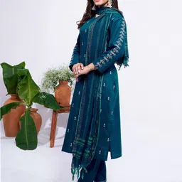 aradhna Women Cotton Rayon Kurta Pant Dupatta Set image 5