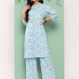 Janasya Women Floral Printed Regular Kurta with Palazzos-picture-0