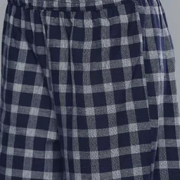 Vishudh Women Navy Blue & Off-White Checked Kurta with Palazzos & Dupatta image 2