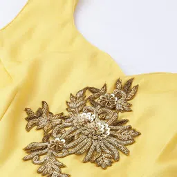 Ethnovog Women Yellow Embellished Made To Measure Top with Palazzos image 5