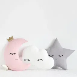 the purple tree Multicolor Cotton Blend Moon Cloud & Star Shaped Pillows (Pack of 3) image 1