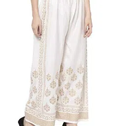 pinovo Women's Premium Rayon Border FOIL Print Palazzo image 1