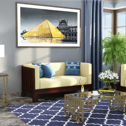 Prashiv 2 Seater Wooden Sofa (Creame Colour, Walnut Finish)-image-91